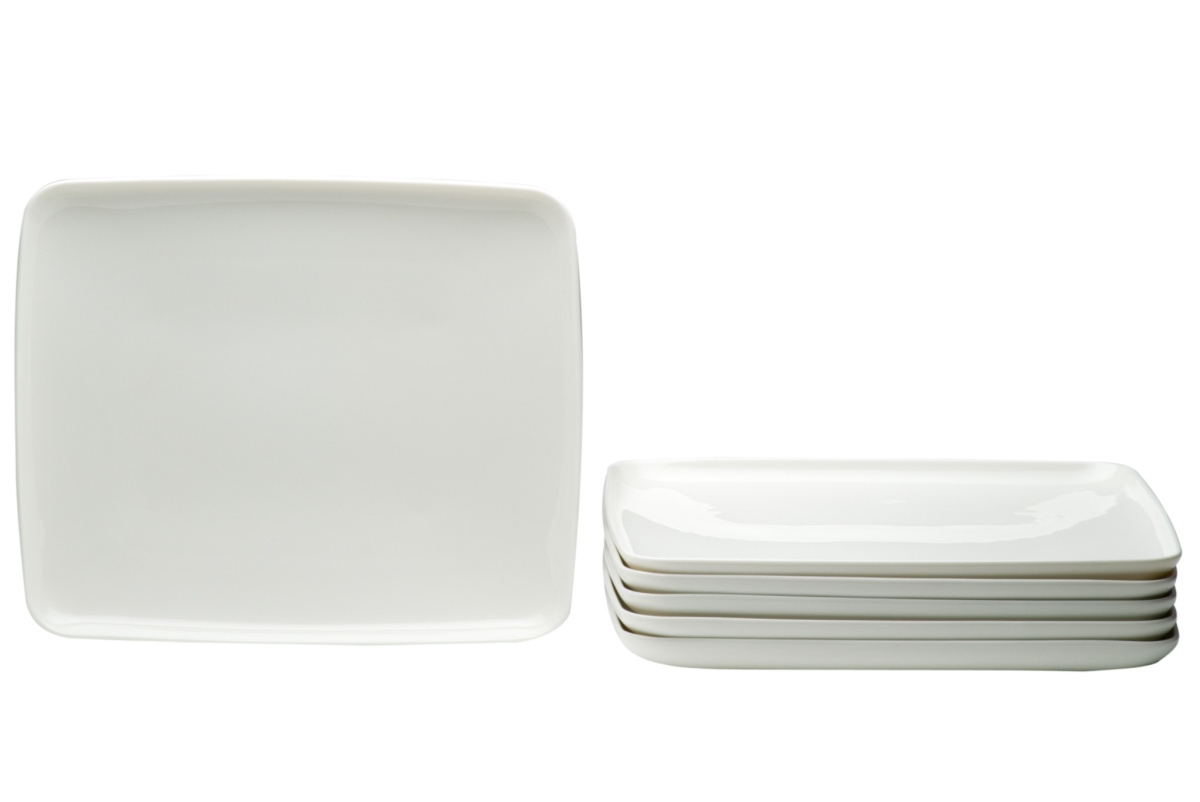 Picture of HomeRoots 483487 Rectangle Porcelain Service for Six Dinner Plate Set, White - 6 Piece