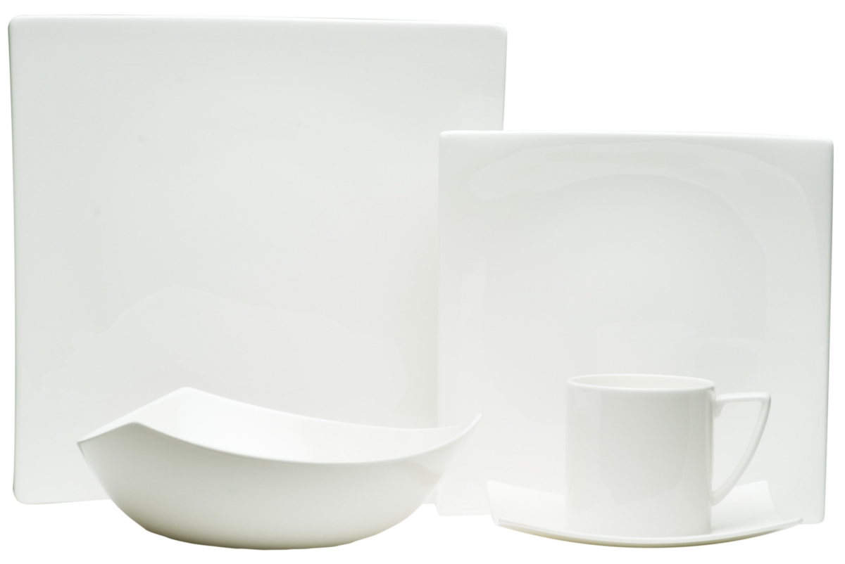 Picture of HomeRoots 483489 Square Bone China Dinnerware Set, White - 5 Piece