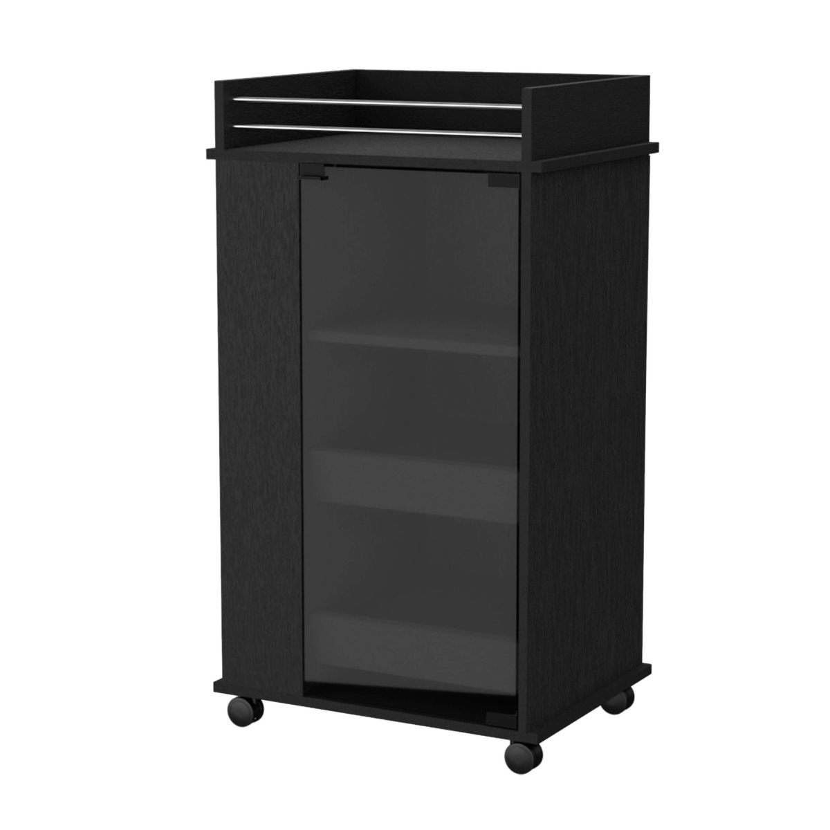 Rolling Bar Cart with Wine Storage, Black