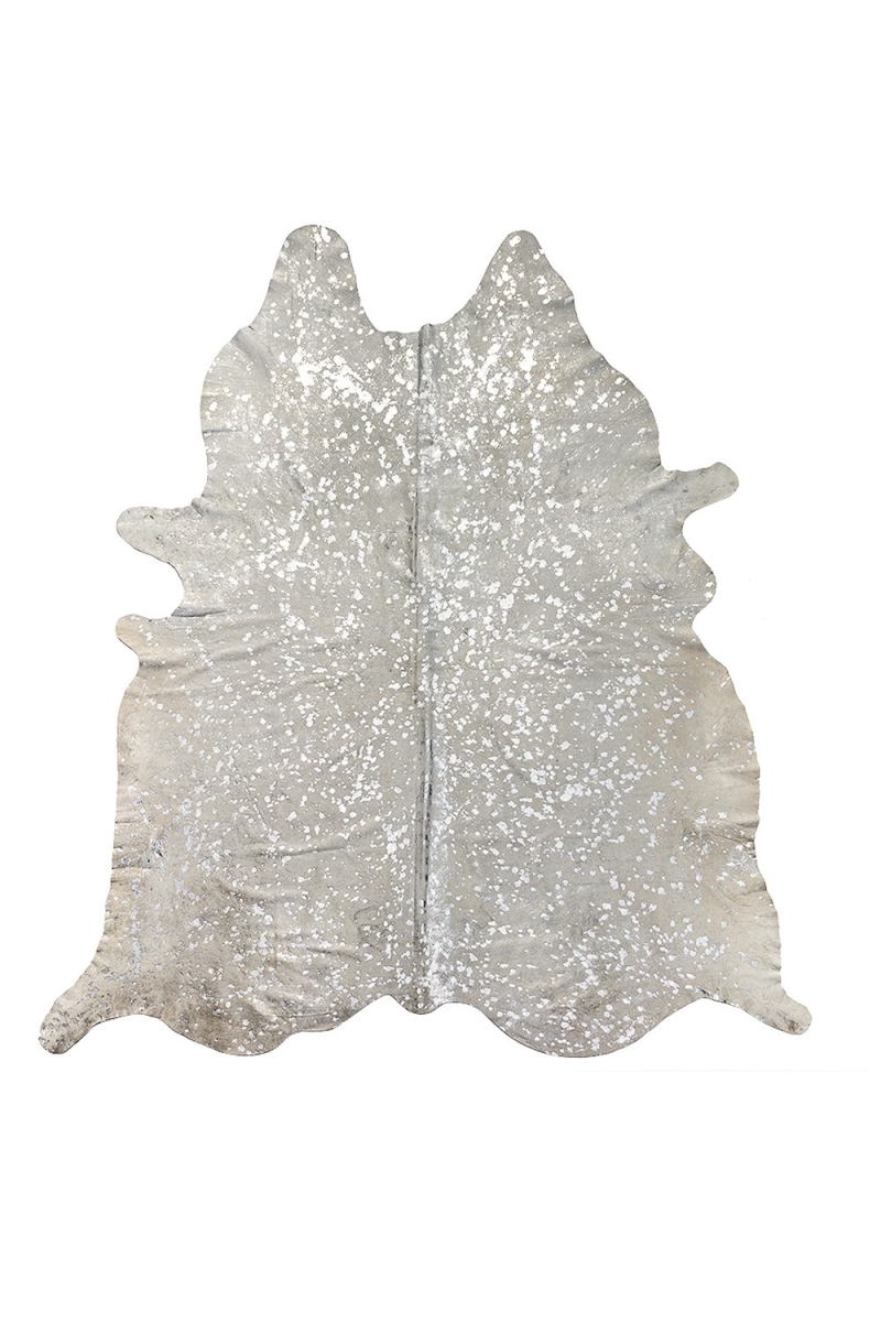 544356 5 x 7 ft. Cowhide Hand Knotted Novelty Area Rug, Silver & Ivory