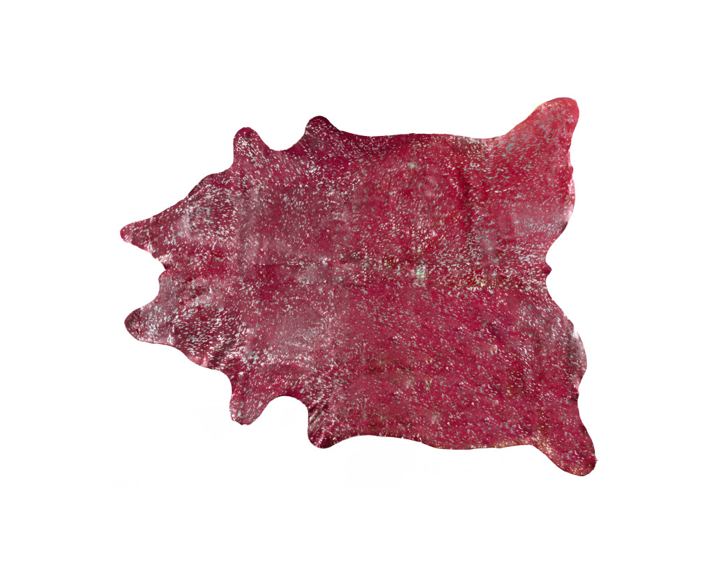 5 x 7 ft. Cowhide Hand Knotted Novelty Area Rug, Red & Silver