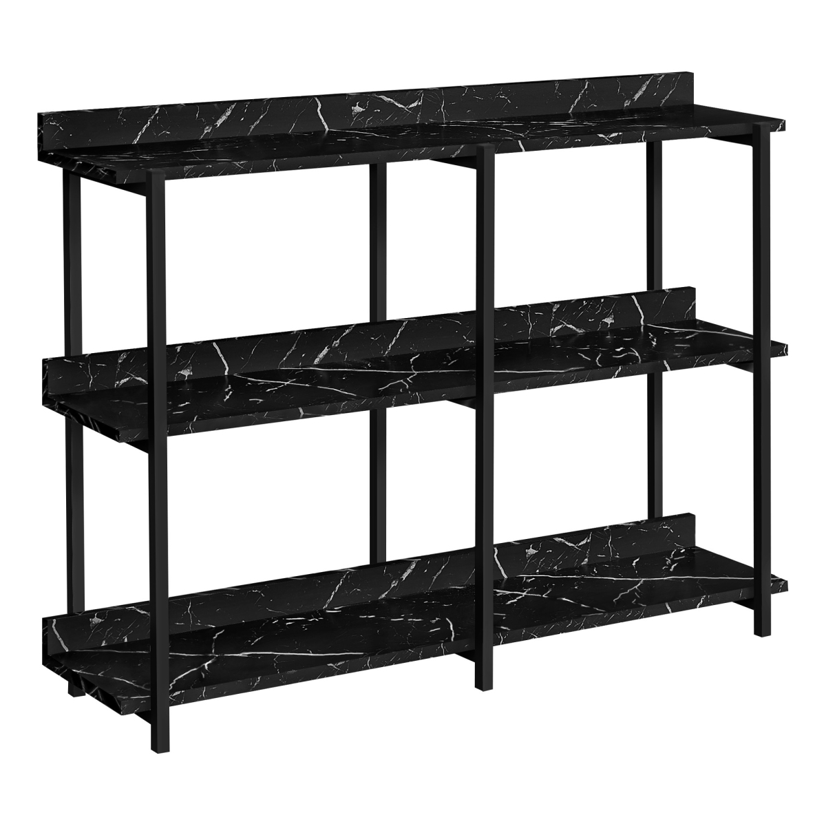 489736 34 in. End Table with Three Shelves, Black