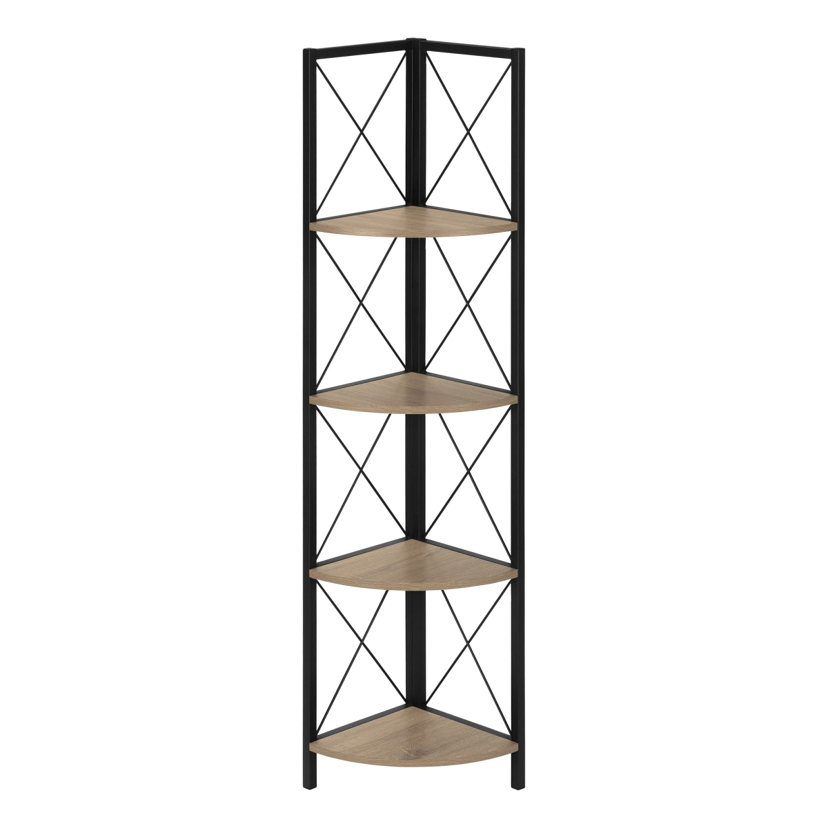 59 in. Metal Corner Bookcase, Taupe