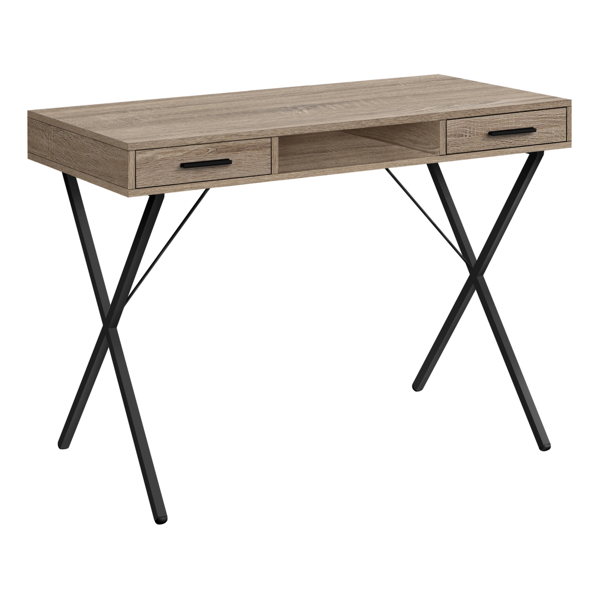 489886 42 in. Computer Desk with Two Drawers, Taupe & Black