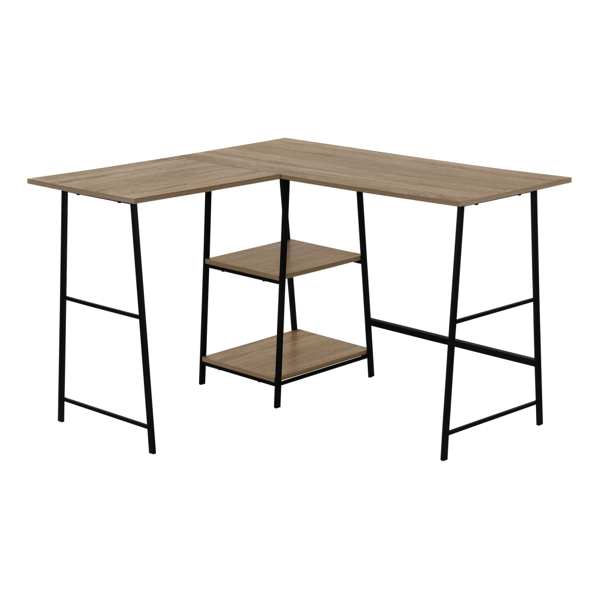 42 in. L Shape Computer Desk, Taupe & Black