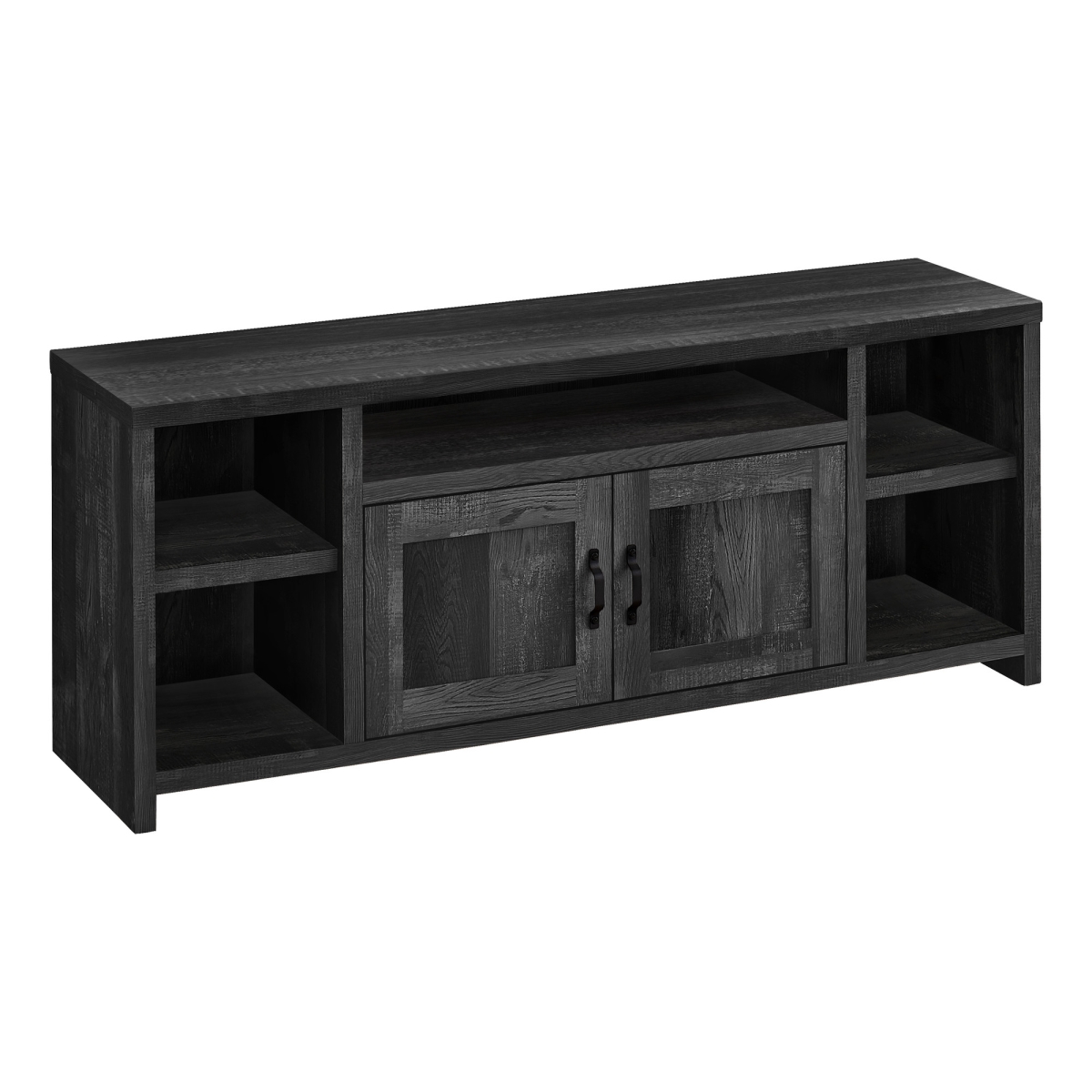 59 in. Cabinet Enclosed Storage TV Stand, Black