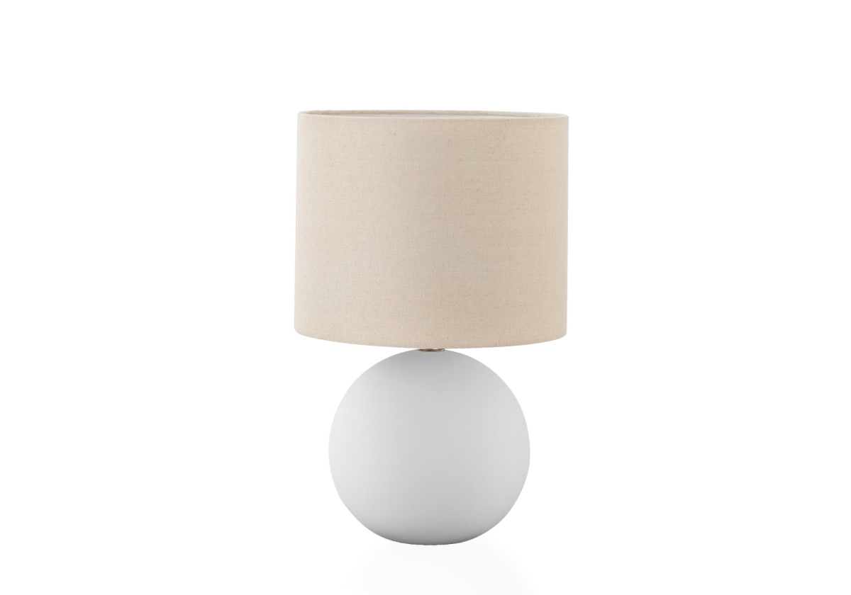 16 in. Ceramic Round Table Lamp with Cream Drum Shade, Cream