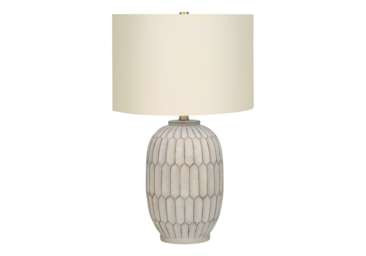 24 in. Geometric Table Lamp with Cream Drum Shade, Cream