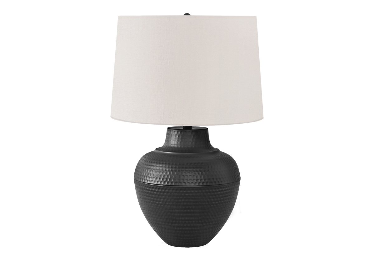 26 in. Metal Urn Table Lamp with Cream Empire Shade, Black