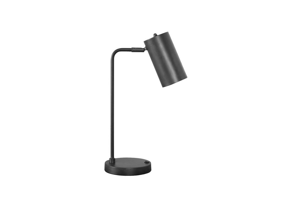 18 in. Metal Round USB Table Lamp with Gray Cylinder Shade, Gray