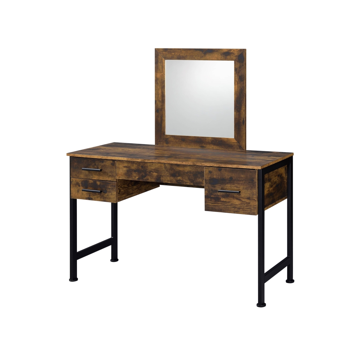 486443 53 in. Finish Dresser Mirror, Rustic Oak & Black