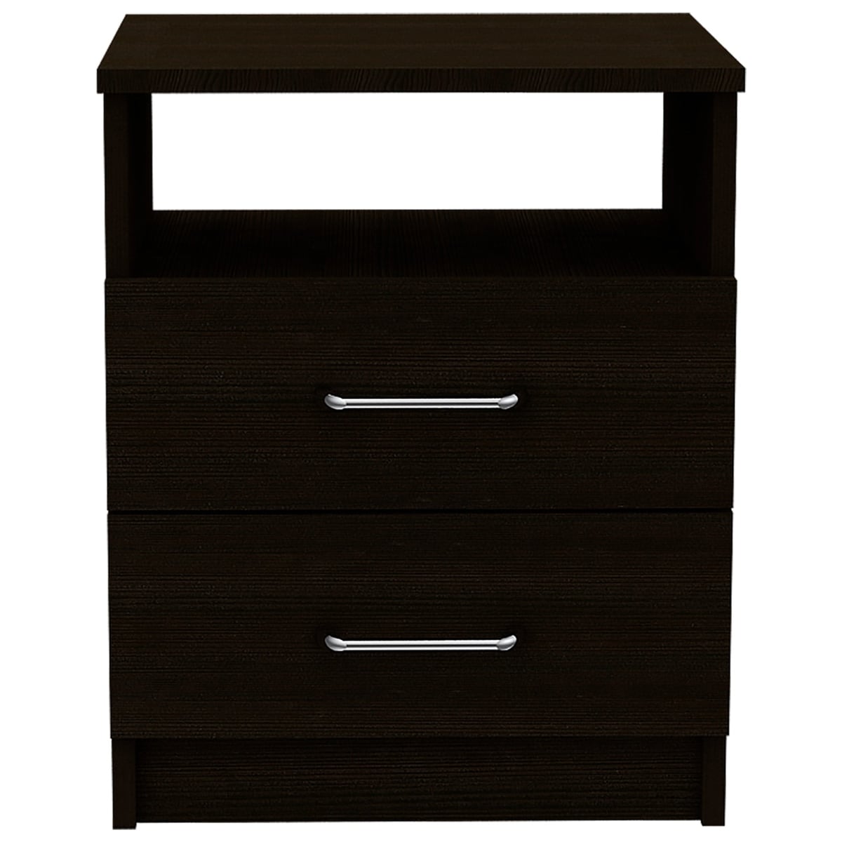 20 in. Two Drawer Faux Wood Nightstand, Black