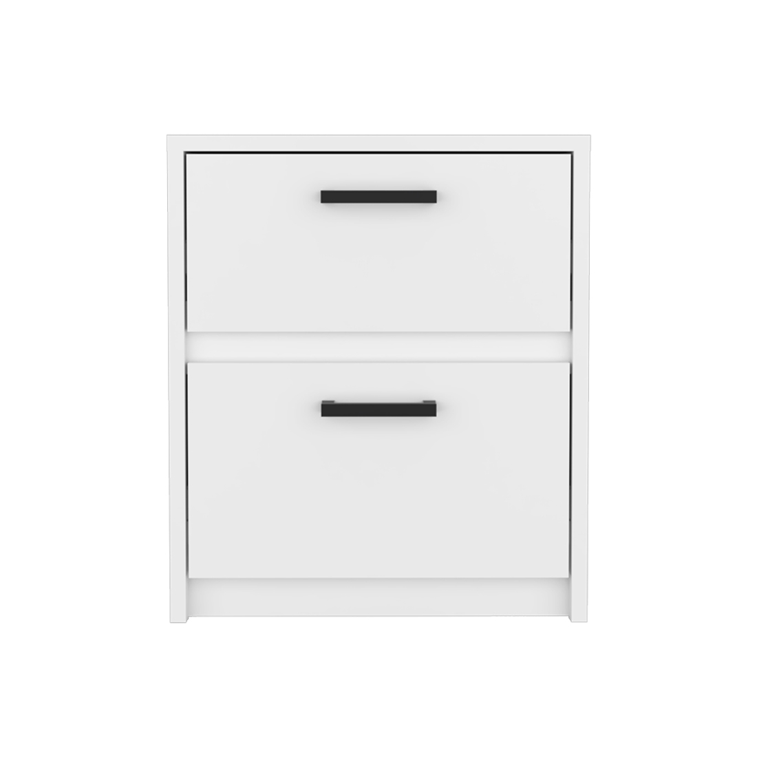 19 in. Two Drawer Faux Wood Nightstand, White