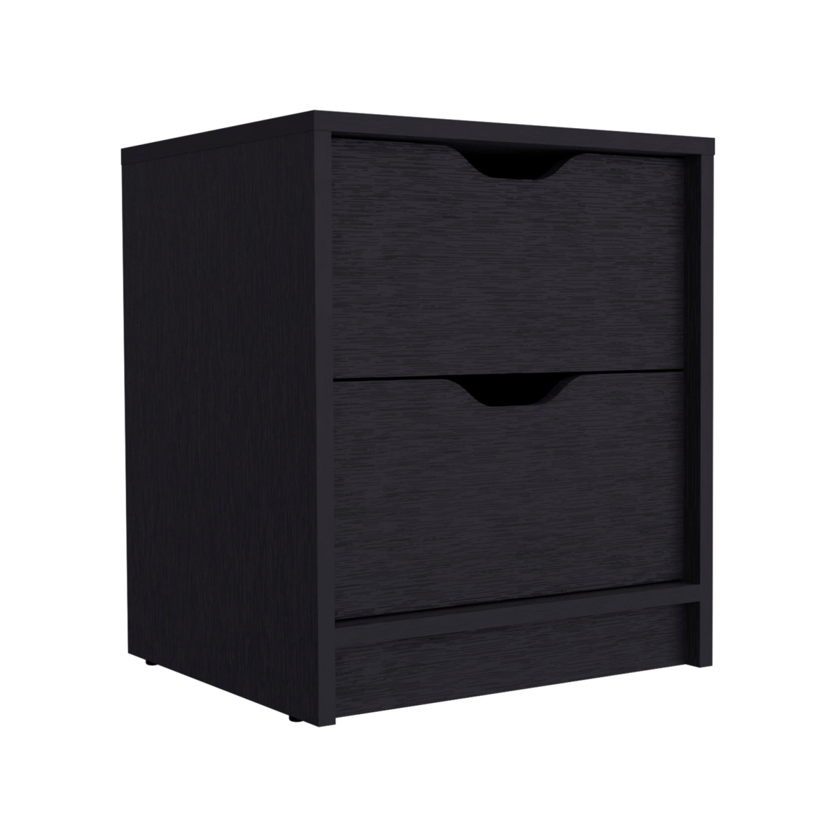 19 in. Two Drawer Faux Wood Nightstand, Black