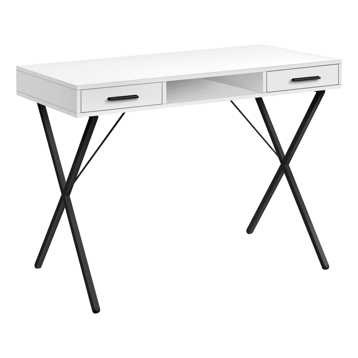 489881 42 in. Computer Desk with Two Drawers, White & Black