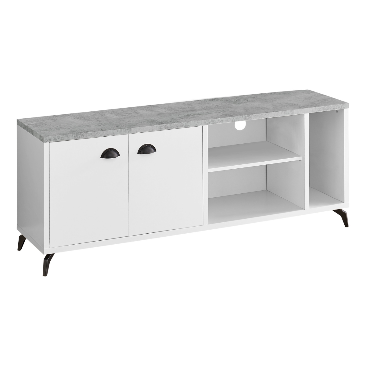 60 in. Cabinet Enclosed Storage TV Stand, White -  Gfancy Fixtures, GF4387033