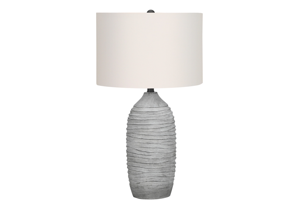 27 in. Cylinder Table Lamp with Ivory Drum Shade, Gray
