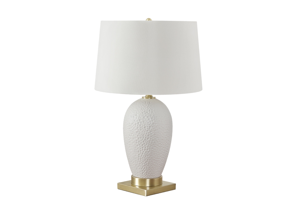 26 in. Ceramic Urn Table Lamp with Cream Empire Shade, Gold & White