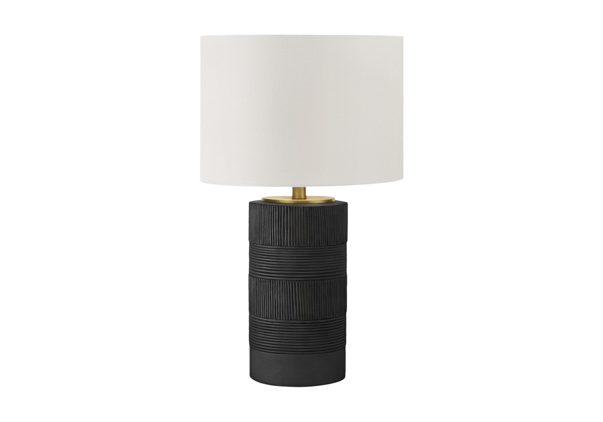 24 in. Cylinder Table Lamp with Ivory Drum Shade, Black