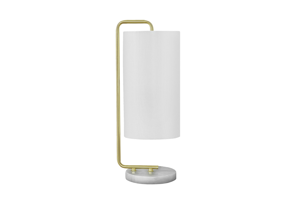 20 in. Marble Round Arched Table Lamp with Ivory Drum Shade, Gold & White