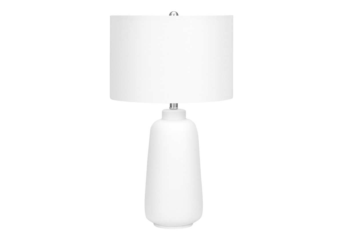 26 in. Ceramic Cylinder Table Lamp with Cream Drum Shade, Cream