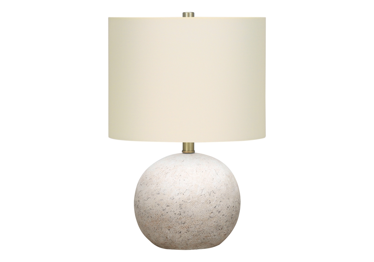 20 in. Concrete Round Table Lamp with Ivory Drum Shade, Gray