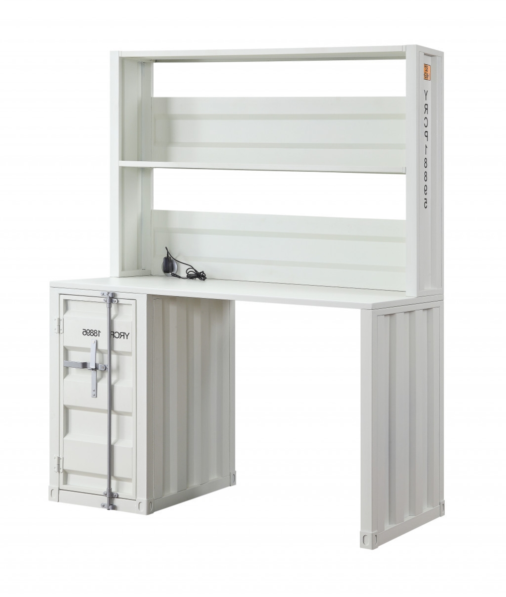 491384 47 in. Metal Writing Desk, White