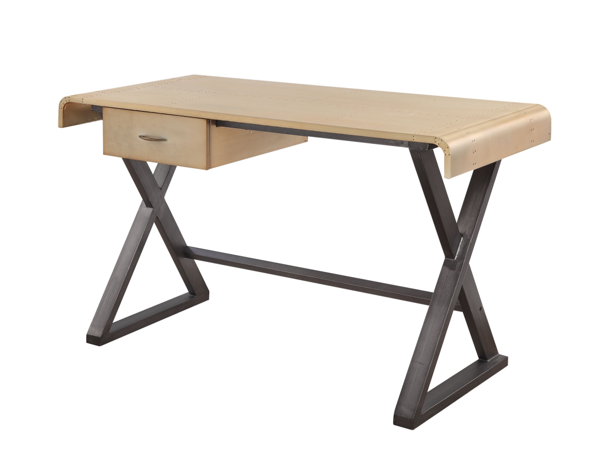 50 in. Aluminum Writing Desk, Gold & Black