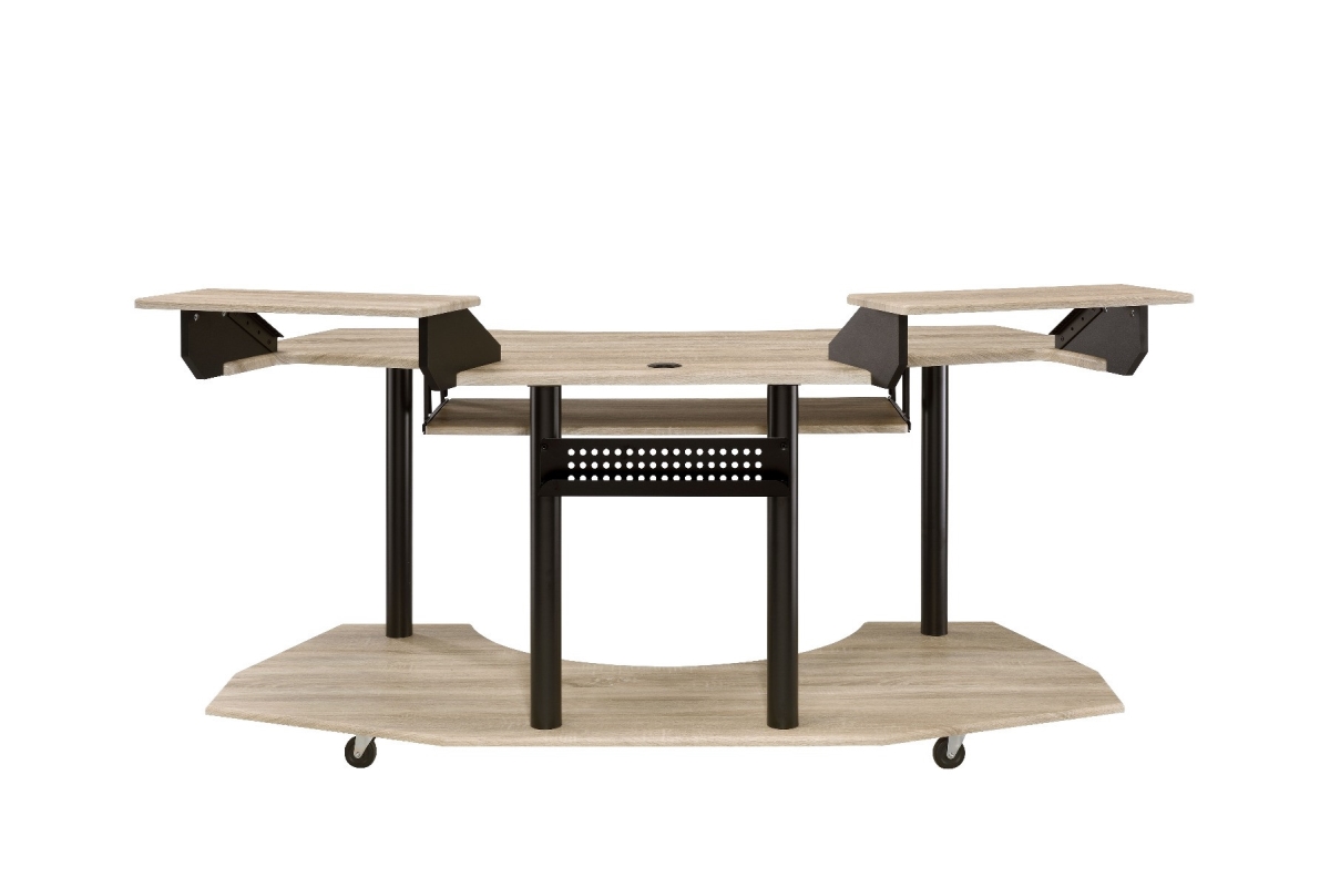71 in. Unique Computer Desk, Natural & Black