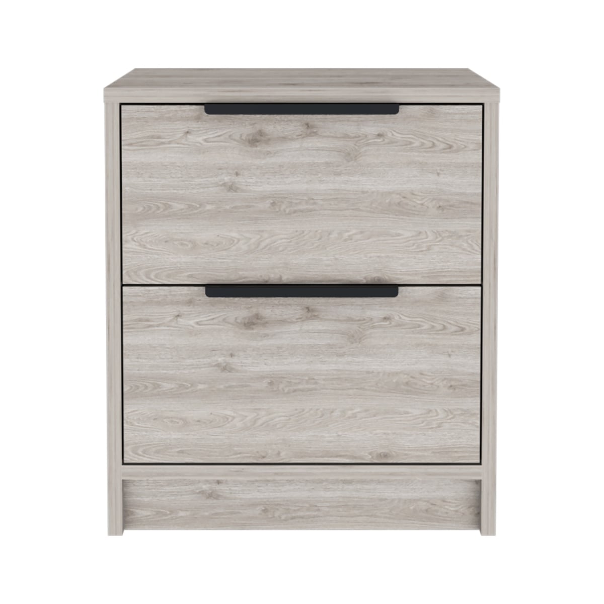 19 in. Two Drawer Faux Wood Nightstand, Gray