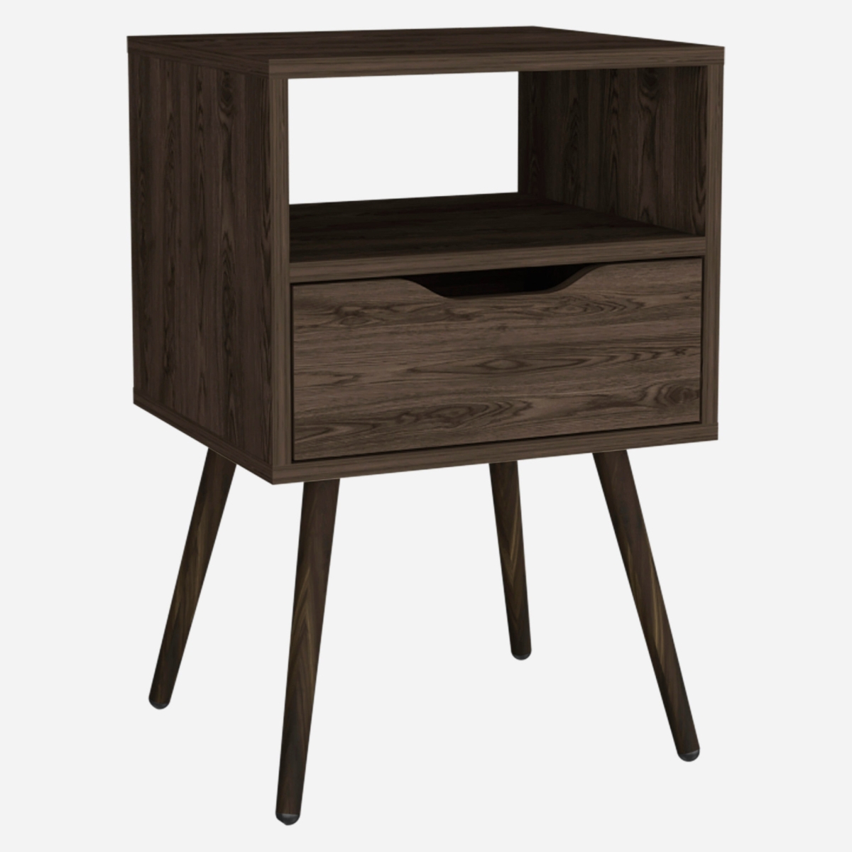 25 in. One Drawer Faux Wood Nightstand, Brown