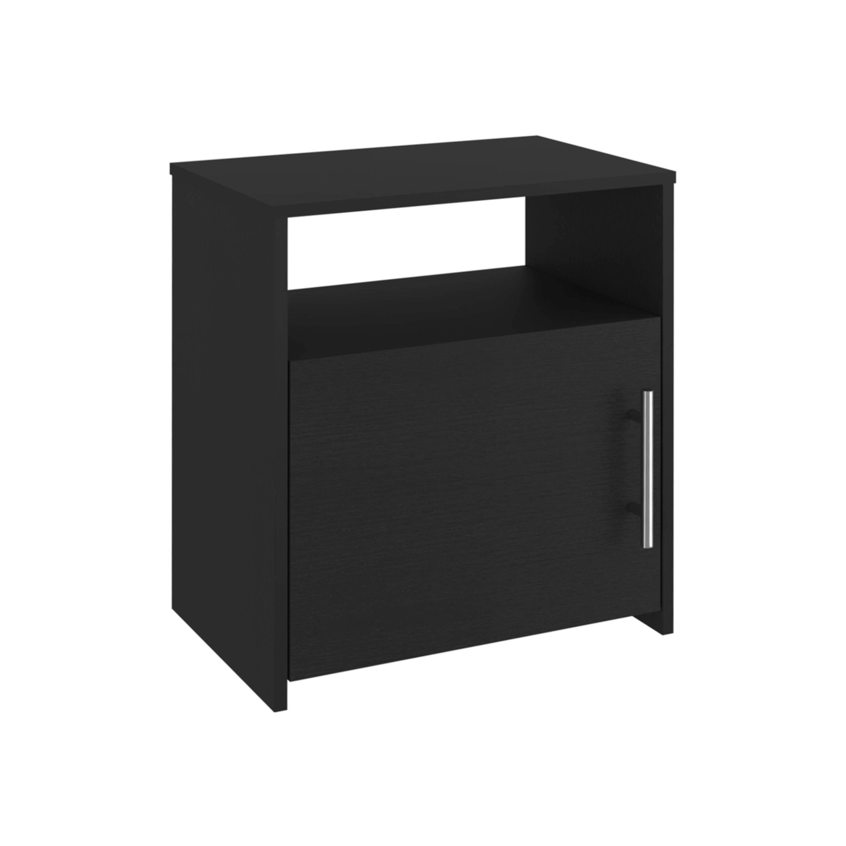23 in. Faux Wood Nightstand with Storage, Black