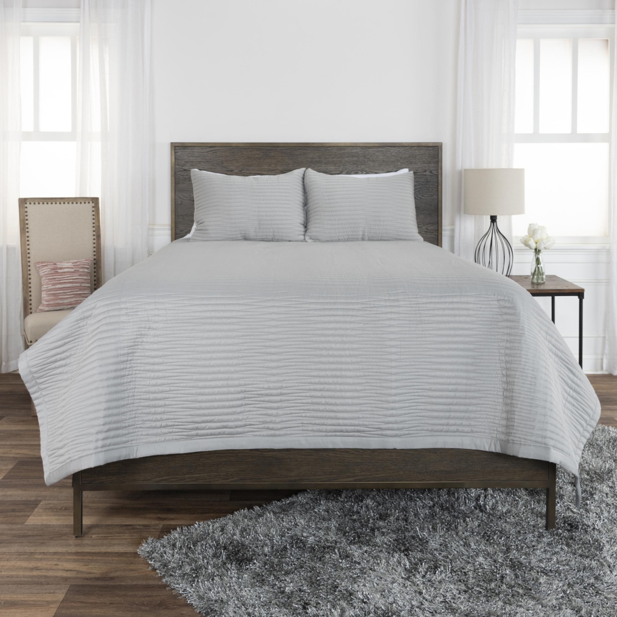 Grey King Size Microfiber 300 Thread Count Machine Washable Down Alternative Comforter