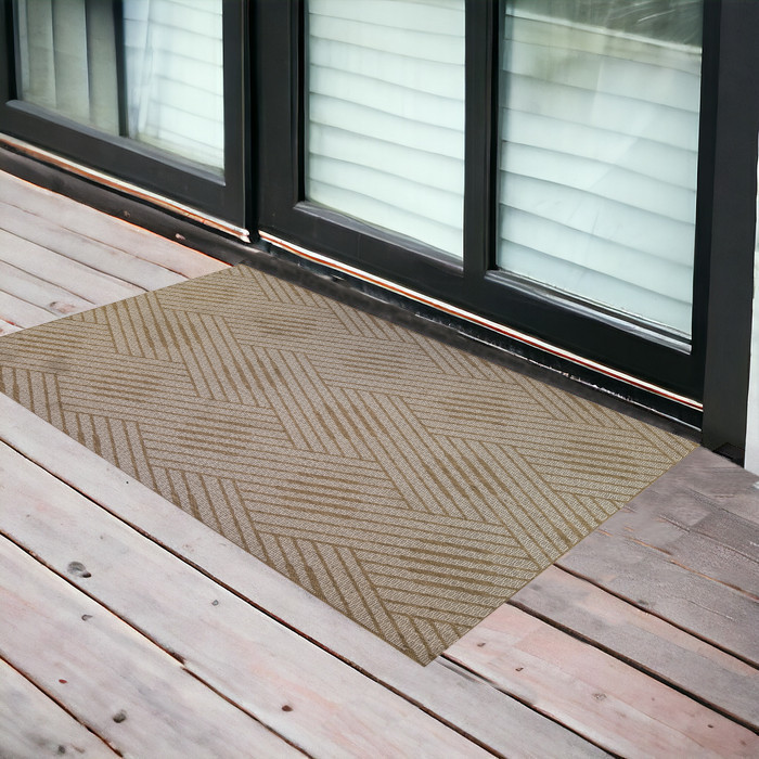 Geometric Stain Resistant Area Rug - Beige - 2 x 3 ft - Indoor/Outdoor Use