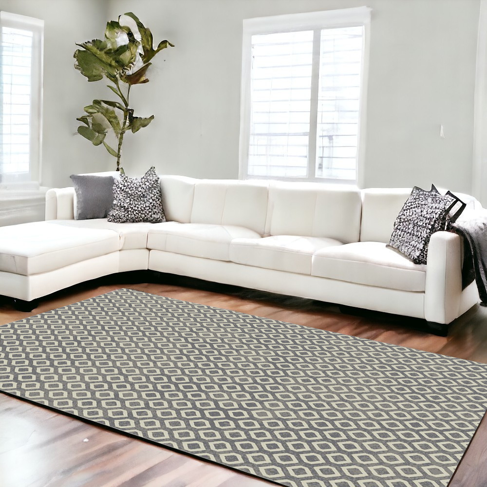 8 x 10 ft. Beige & Grey Geometric Rectangle Area Rug