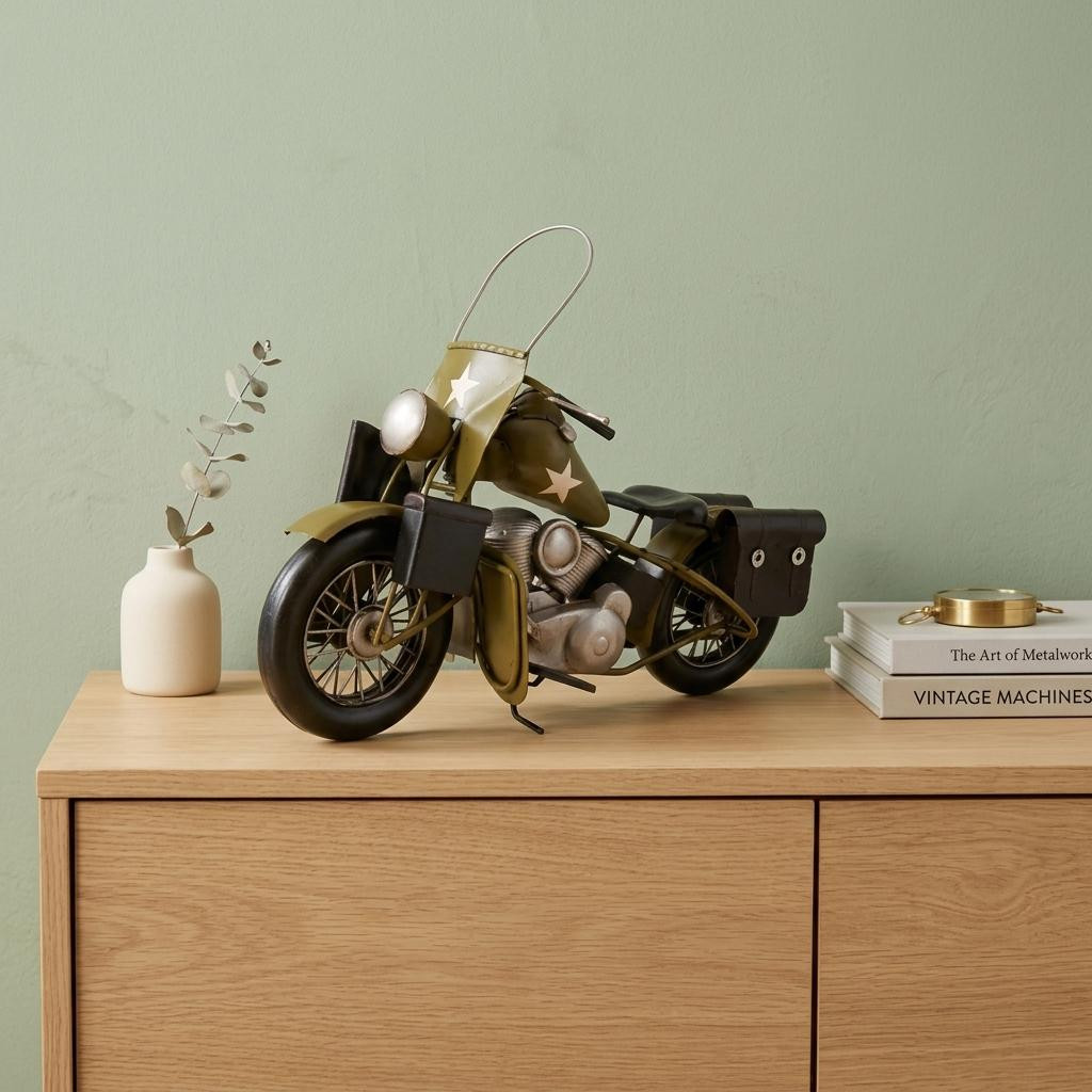 401113 C1942 Green U.S. Army Motorcycle Sculpture