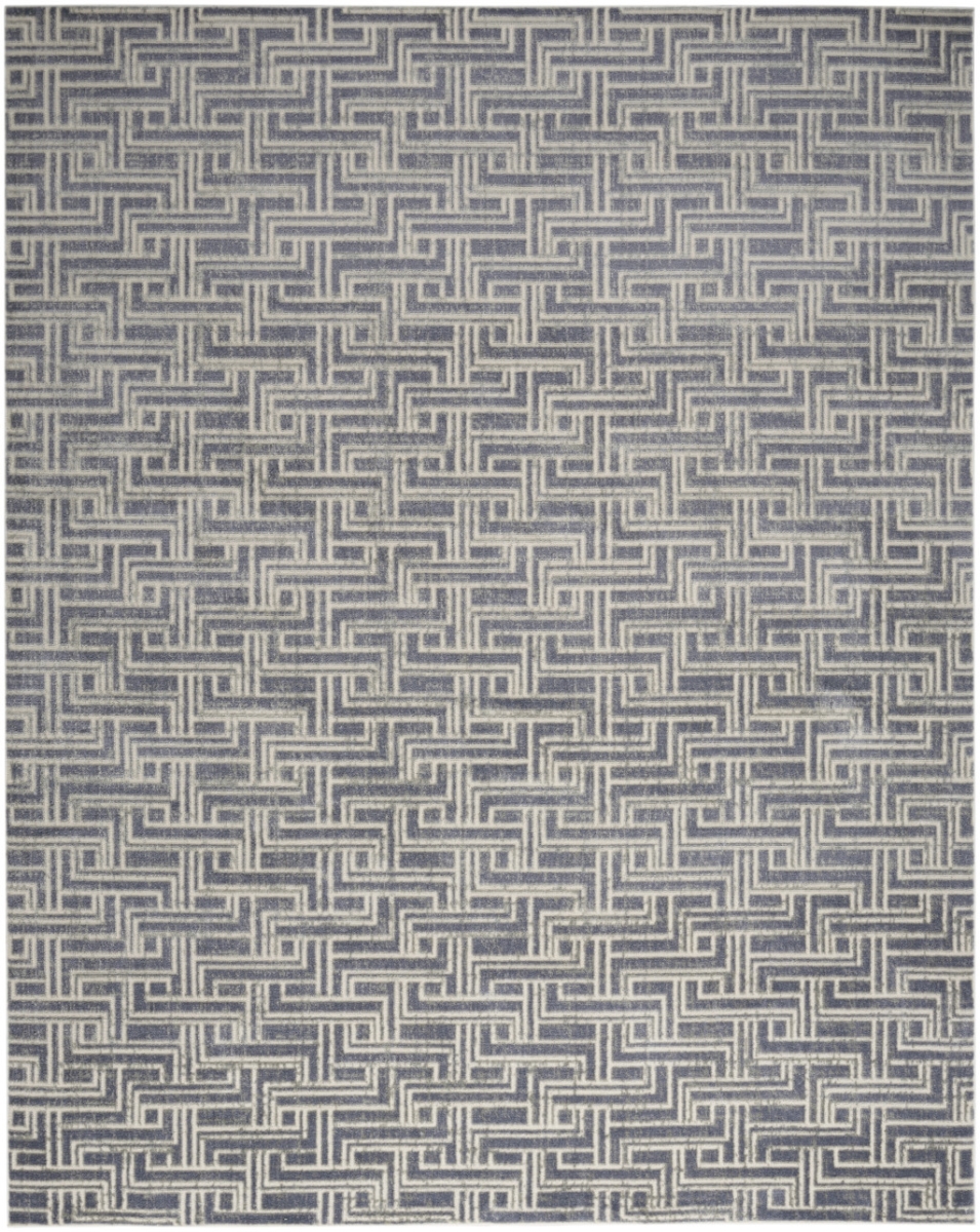 9 x 12 ft. Blue Geometric Distressed Rectangle Area Rug