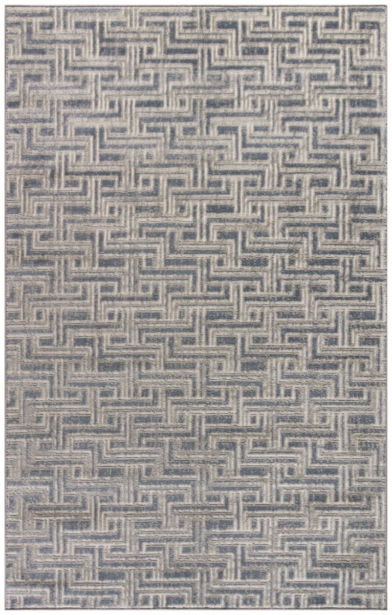4 x 6 ft. Blue Geometric Distressed Rectangle Area Rug