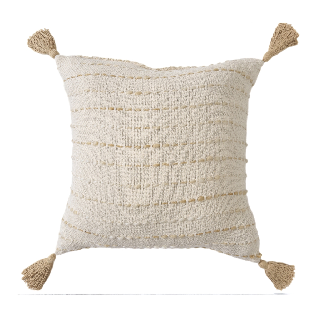 Picture of HomeRoots 554551 20 in. White Cotton Pillow with Tassels Edges