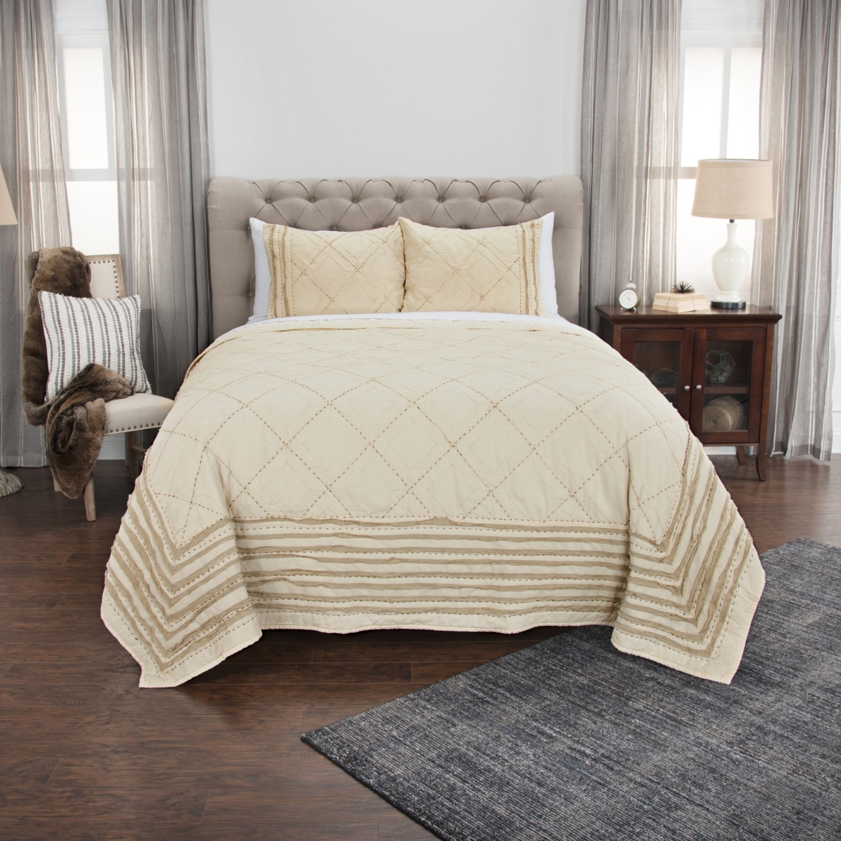 Natural Queen Size 100 Percent Cotton 300 Thread Count Machine Washable Down Alternative Comforter