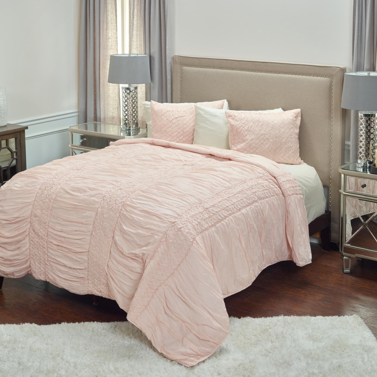 Pink Twin Size 100 Percent Cotton 300 Thread Count Machine Washable Down Alternative Comforter