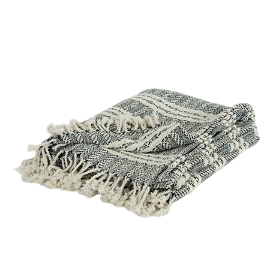 Black Woven 100 Percent Cotton Throw Blanket
