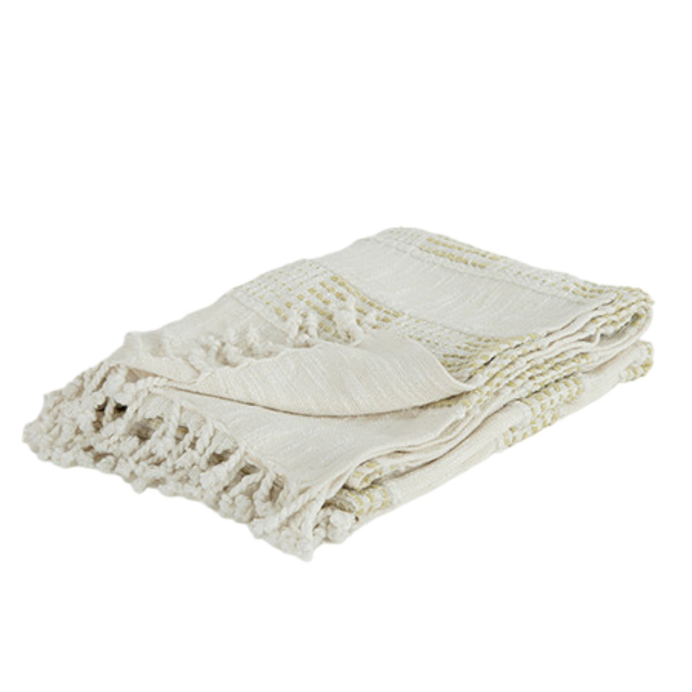 519079 Natural Woven Cotton Throw Blanket