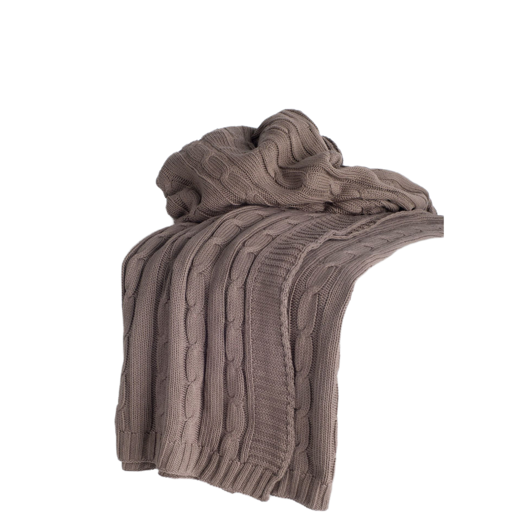 Brown Knitted 100 Percent Cotton Throw Blanket