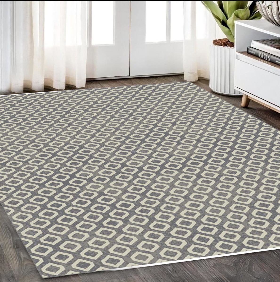 552160 5 x 8 ft. Beige & Grey Geometric Rectangle Area Rug