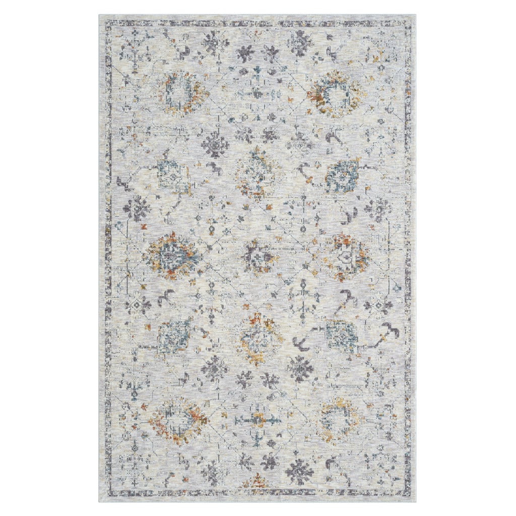 9 x 12 ft. Ivory & Blue Floral Rectangle Area Rug