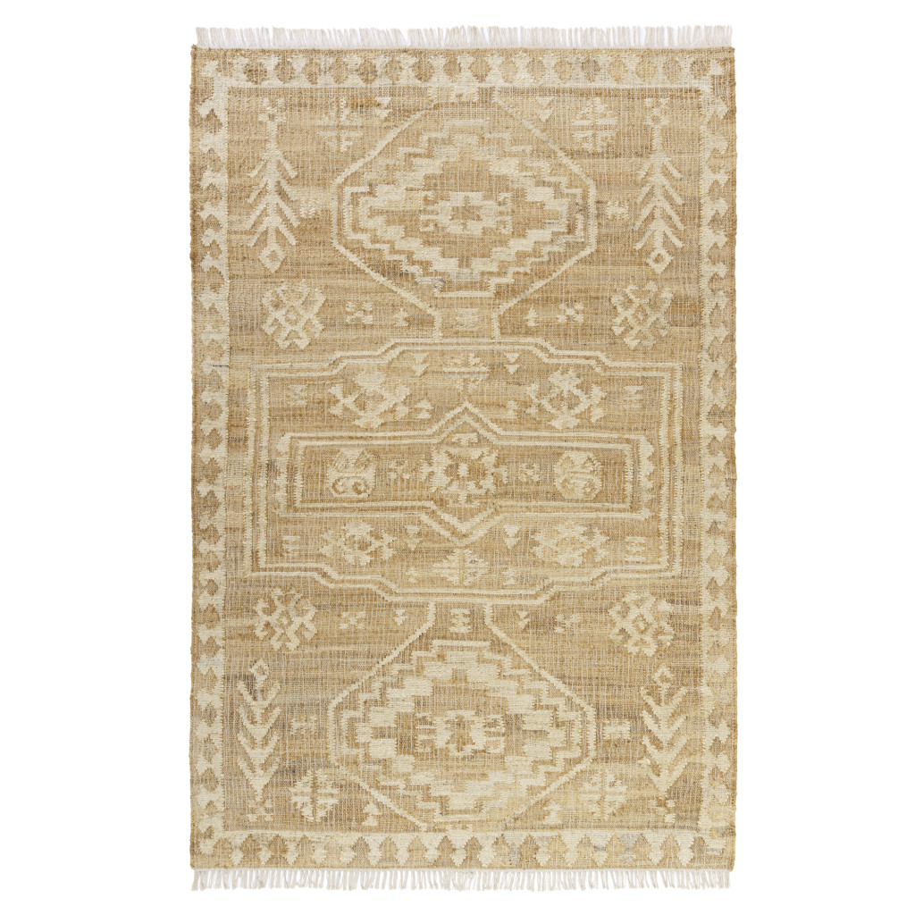 8 x 10 ft. Natural & Ivory Medallion Hand Woven Rectangle Area Rug