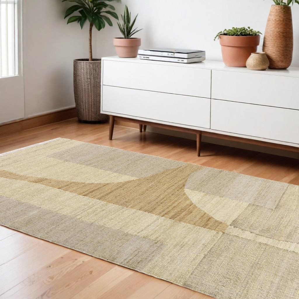 9 x 12 ft. Abstract Hand Woven Rectangle Area Rug, Natural & Ivory