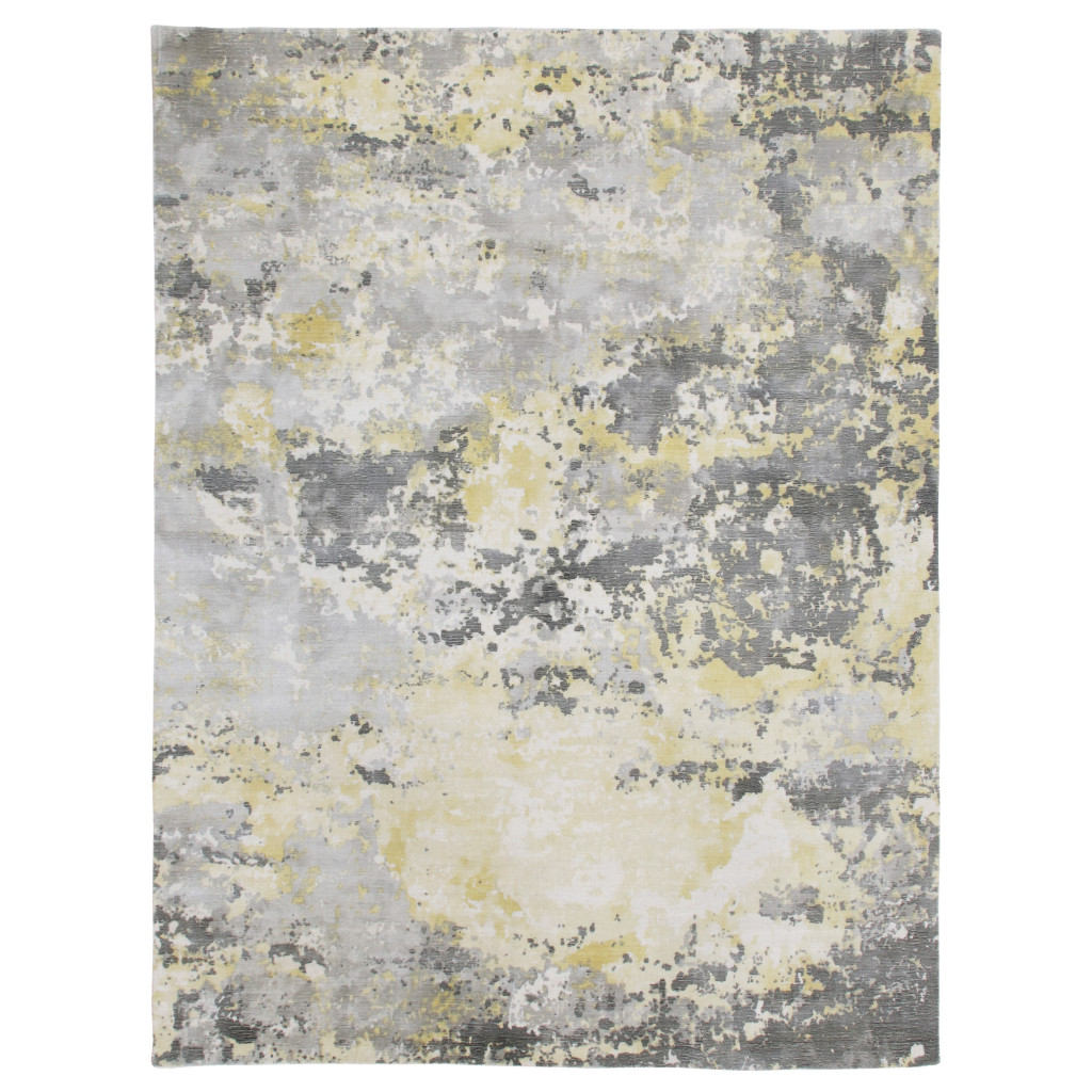 2 x 3 ft. Grey & Yellow Abstract Hand Loomed Rectangle Area Rug