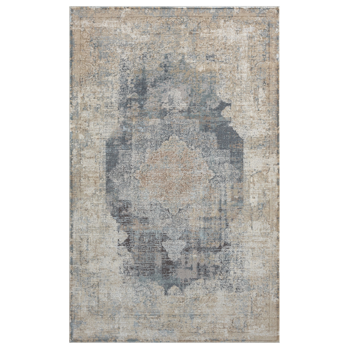 5 x 8 ft. Beige & Grey Medallion Rectangle Area Rug
